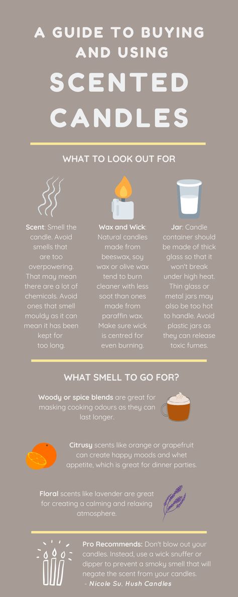 Ask the Experts: A Visual Guide to Scented Candles Different Candle Scents, How To Make Aromatic Candles, Scented Candles Recipe, Benefits Of Scented Candles, Candle Scent Samples, Fragrance Blends For Candles, Diy Scented Candles Fragrance Recipes, Scented Candles Business Name Ideas, Candle Infographic