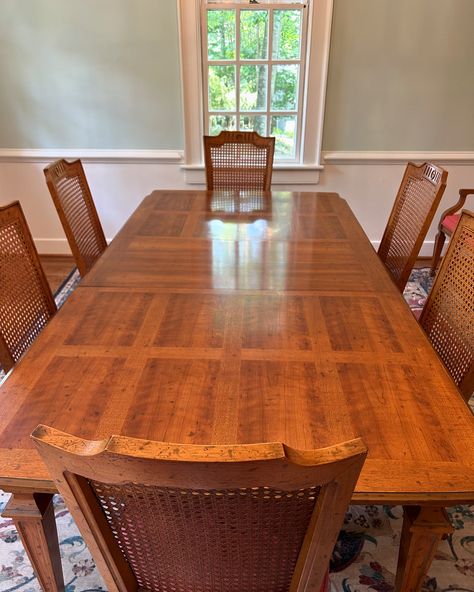 Difficult to find Drexel Heritage Grand Tour dining set: table, two leaves, 8 chairs, and sideboard. The entire set is in great vintage condition! Pickup in Lynchburg, bring a truck and muscle! This is priced to sell, the owner is redecorating, this is a steal on this beautiful, classic set!!! The chairs themselves sell for way more… $650!!! Drexel Heritage, Set Table, A Truck, Grand Tour, Dining Set, Sideboard, To Sell, Conditioner, Bring It On