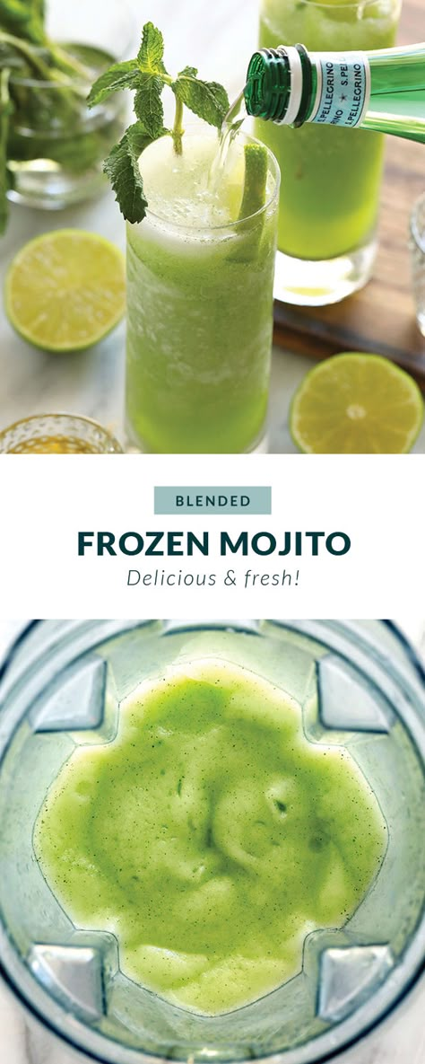 Mint Alcoholic Drinks, Frozen Mojito Recipe, Slushy Recipes, Margaritaville Recipes, Easy Mojito, Drinks Mocktail, Mojito Recipe Pitcher, Healthy Mocktail, Frozen Mojito