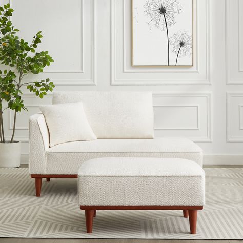 Ebern Designs Finken Upholstered Chaise Lounge and Stool | Wayfair Upholstered Chaise Lounge, Beautiful Bedrooms Master, Upholstered Chaise, Living Room Furniture Chairs, Chaise Lounge Chair, Beautiful Bedrooms, Game Room Furniture, Mudroom Furniture, Kitchen Dining Furniture