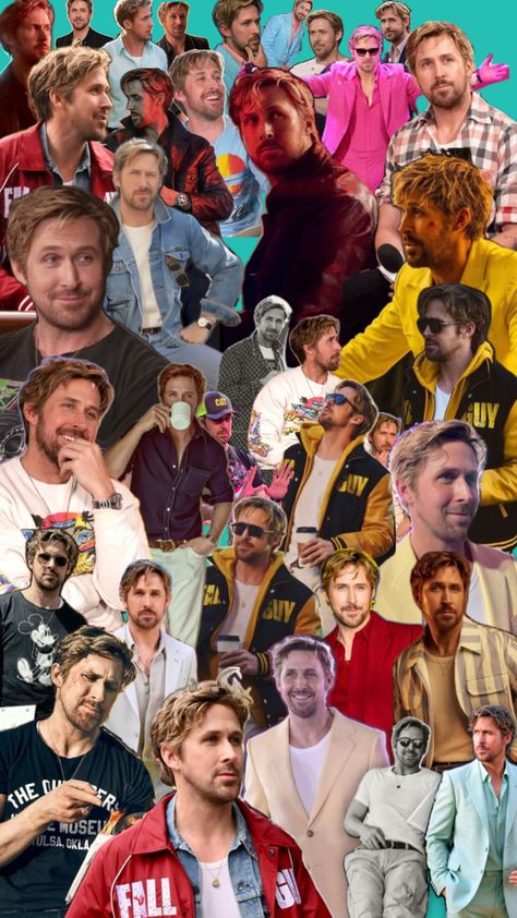 ryan gosling collage Ryan Gosling Movies, Fall Guy, Райан Гослинг, The Fall Guy, Music Collage, Ryan Gosling, Cute Celebrity Guys, Barbie Movies, Cool Backgrounds