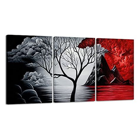 Wieco Art Canvas Wall Art Abstract Pictures for Wall Decor Canvas Prints of Abstract Paintings for Living Room Decor 3 Panels Artwork Sets for Home Decor Office Decorations Cloud Tree, Poster Landscape, Panel Artwork, Images D'art, Office Decorations, Art Prints Wall, Abstract Pictures, Canvas Painting Landscape, Modern Wall Art Canvas