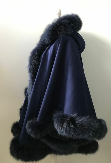 Hi Friends Some Surprise able Thing is waiting for you click on the given below link Cape Coat Outfit, Fur Coat Aesthetic, Winter Cape Coat, Blue Fur Coat, Women Cape, Cape Outfit, Winter Cape, Cape Fashion, Blue Cape