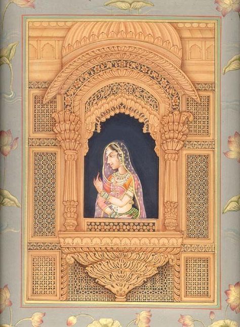 Mughal Miniature Paintings, Rajasthani Painting, Rajasthani Art, Mughal Art Paintings, Mughal Architecture, Mughal Paintings, Indian Painting, Indian Folk Art, Eastern Art