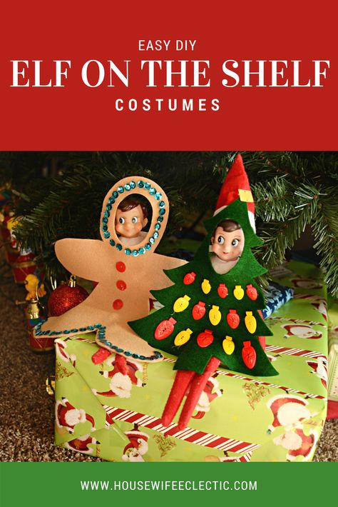 Elf on the Shelf Costumes  - Gingerbread and Tree Elf On Shelf Costume, Diy Elf On The Shelf, Diy Elf, Christmas Elf Costume, Elf On Shelf, Elves Gift, Awesome Elf On The Shelf Ideas, Elf Antics, Elf Fun