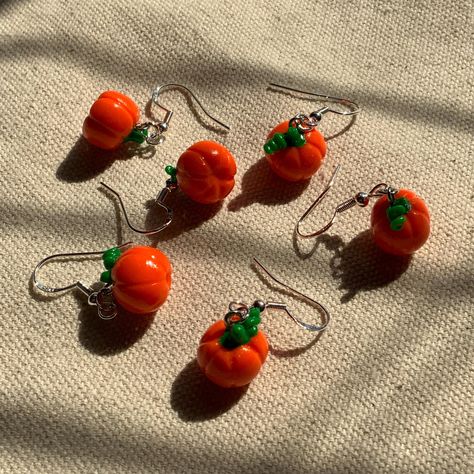 Cute Pumpkin Earrings | Handmade Polymer Clay Earrings | Fall Craft, Halloween Accessories | Cute Gift | Food Earrings | Handcrafted Jewelry Earring Packaging, Clay Pumpkin, Craft Halloween, Pumpkin Festival, Festival Costume, Earrings Fall, Accessories Cute, Corn Maze, Fall Craft