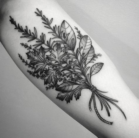 Cooking Tattoo, Herb Tattoo, Culinary Tattoos, Botanisches Tattoo, Chef Tattoo, Food Tattoos, Bouquet Tattoo, Plant Tattoo, Botanical Tattoo