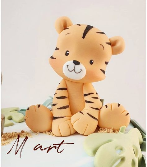 M art studio on Instagram: “🐯🧡” Book Themed Cake, Fondant Animals Tutorial, Fondant Cake Decorations, Animal Birthday Cakes, Fondant Cake Designs, Jungle Cake, Safari Cakes, Fondant Animals, Cake Topper Tutorial