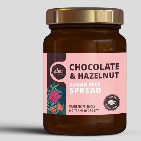 Caramel Packaging Design, Chocolate Jar Packaging, Jar Design Packaging, Cookies Label Design, Spreads Packaging, Chocolate Label Design, Product Label Design Ideas, Jar Packaging Design, Choco Jar