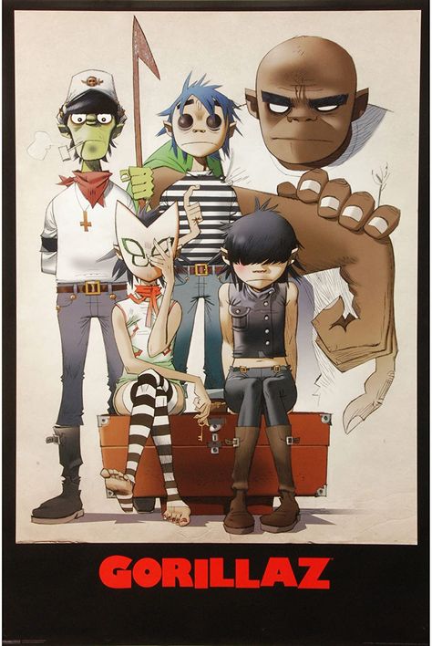 Jamie Hewlett Art, Gorillaz Band, Poster Rock, Plastic Beach, Jamie Hewlett, Gorillaz Art, Band Poster, Damon Albarn, Rock Posters