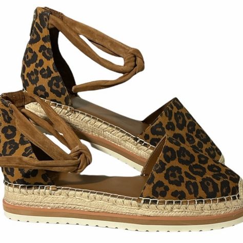 New, Never Worn Beautiful Vince Camuto Binadee Espadrille. Closed Almond Toe, 1 1/4" Wedge Heel. Adjustable Instep Self Ties With Back Zipper Closure For Easy On/Off. Size 8 Leopard Print Blue Leather Flats, Red Espadrilles, Floral Espadrilles, Tan Wedge Sandals, Gold Espadrilles, White Espadrilles, Heeled Espadrilles, Espadrilles Shoes, Espadrille Sneakers