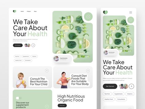 Nutrifit - Nutrition Consulting Website Nutrition Website Design, Nutritionist Website, Creative Landing Page Design, Makeup Website, Nutrition App, Ui Ux Design Trends, Website Ui Ux Design, Creative Landing Page, Yoga Website