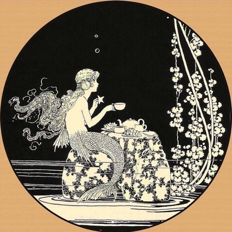 Vintage Illustration Gallery on Instagram: “@lizziemontgomerydesign . . Ida Rentoul Outhwaite, 1923 . . #mermaid #teaparty #underwaterworld #1920s #idarentoulouthwaite…” Ida Rentoul Outhwaite, Starbucks Art, Art Deco Tattoo, Decoupage Plates, Art Deco Wall Art, Mermaid Illustration, Deco Wall, Quiet Place, Vintage Mermaid