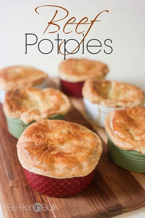 Individual Beef Potpies recipe - my kids love when they have their own pot pie, especially with a flaky pastry crust like this! It makes dinner fun and delicious! Smore Cups, Qvc Recipes, Beef Pot Pie Recipe, Beef Pot Pie, David Venable, Beef Pot Pies, Meat Pies, Savory Pies, Pot Pies Recipes