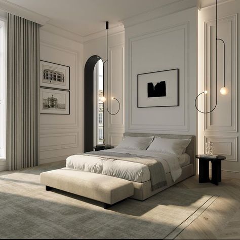 KITCHENS BY PAUL on Instagram: "Bedroom design for flat in central Stockholm, what’s your favorite feature? #KitchensByPaul #PaulBadran" Beautiful Bedrooms Master, Bedroom Interior Design Luxury, Classic Interior Design, Classic Bedroom, Luxury Rooms, Classic Interior, Apartment Interior, Luxurious Bedrooms, 인테리어 디자인