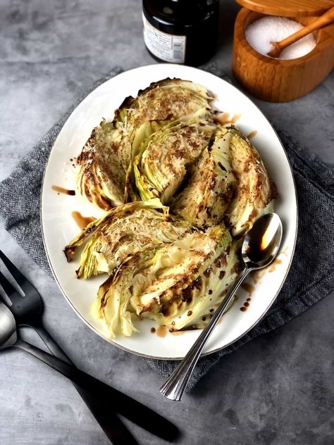 Roasted Italian Cabbage - Keeping It Simple Italian Italian Cabbage, Italian Pork Chops, Roasted Cabbage Wedges, Roasted Cabbage, Chicken Piccata, Keeping It Simple, Green Cabbage, Cabbage Recipes, Oven Roast