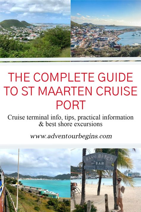 All you need to know about St Maarten Cruise Port: Ultimate guide to St Maarten cruise terminal, St Maarten shore excursions and best things to do in St Maarten / Sint Martin: Philipsburg, Marigot, Maho beach, Mullet Bay, best beaches in St Maarten island, etc. #cruise #cruising #stmaarten #sintmartin #mahobeach #caribbeancruise #royalcaribbean #cruiseport #celebritycruises #princesscruises #ncl #msc #carnival #cunard #azamara #pullmantur #aidacruises #vikingcruises Ncl Caribbean Cruise, Great Bay Beach St Maarten, St Maarten Cruise Port, St Maarten Things To Do In, Philipsburg St. Maarten, Phillipsburg St Maarten, St Marteen Island, St Maarten Beaches, St Marteen