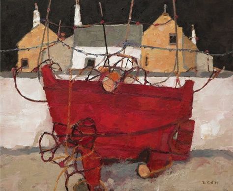 David Smith - Red Trawler David Smith Painting, Scottish Painting, David Smith, Russian Painting, Glasgow School Of Art, Paisley Art, Scottish Art, Scottish Artists, Boat Art