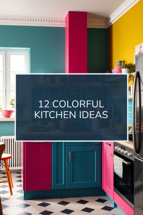 Looking to brighten up your cooking space? Check out these 12 colorful kitchen ideas that will inspire you! From bold cabinets to vibrant backsplash options, there’s no end to what you can do with color in the kitchen. Whether you're aiming for a pop of personality or a full rainbow effect, you'll find design inspirations for accessorizing your space, choosing the right shades, and even creative ways to incorporate color into cook wear. Elevate your kitchen vibe today! Bright Pantry Colors, Jewel Tone Kitchen Ideas, Rainbow Kitchen Ideas, Colorful Kitchen Cabinet Ideas, Colourful Kitchen Cabinets, Quirky Kitchen Ideas, Kitchen Colour Palettes, Modern Colorful Kitchen, Kitchens With Color