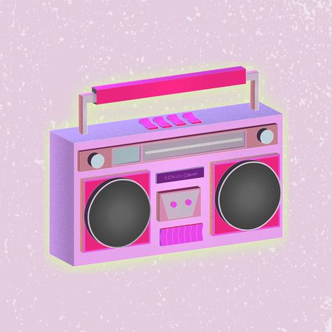 Boom box illustration pink and purple retro feel #boombox #illustration #pink #chillatdawn Boom Box Illustration, Boom Box Art, Boom Box Drawing, Boombox Illustration, Boombox Drawing, Morph Animation, Pink Radio, Tshirt Prints, Box Illustration