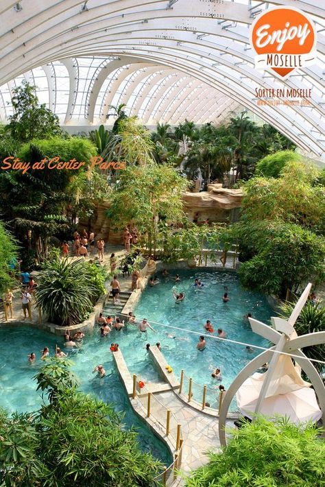 Center Parc, Lorraine France, Travel Tattoos, Indoor Waterpark, Resort Design, Green Architecture, Travel Outfit Summer, Waterpark, Swimming Pool Designs