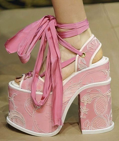 sema on Twitter: "vivienne westwood spring 2012 rtw… " Gastt Fashion, Vivienne Westwood Boots, Vivienne Westwood Shoes, The Vivienne, High Heel Wedges, Chunky High Heels, Pink Heels, Heels & Wedges, Pretty Shoes