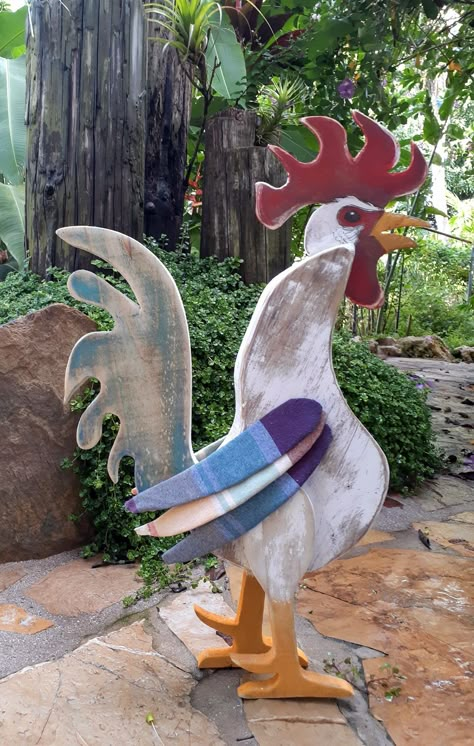 Wooden Rooster Cutout, Country Wood Crafts, Wooden Rooster, Spring Wood Crafts, Wood Yard Art, Scrap Wood Crafts, Chicken Crafts, Barn Wood Crafts, Wood Craft Projects