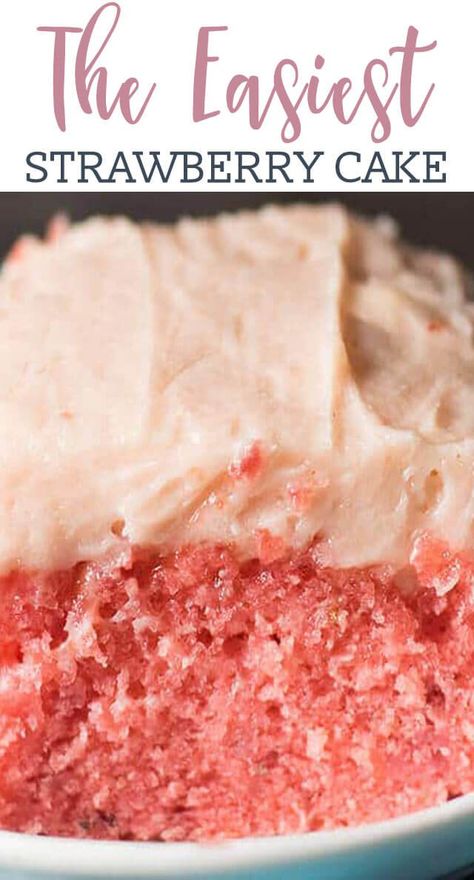 Looking for an easy strawberry cake recipe? A moist cake starts with a boxed cake mix and has a homemade strawberry frosting that tastes like a milkshake. Homemade Strawberry Frosting, Easy Strawberry Cake Recipe, Strawberry Cake Mix Recipes, Easy Strawberry Cake, Strawberry Sheet Cakes, Homemade Strawberry Cake, Strawberry Cake Recipe, Strawberry Cake Easy, Recipes Banana