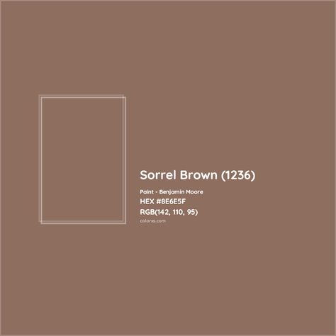 Benjamin Moore Sorrel Brown (1236) Paint color codes, similar paints and colors Raleigh Sorrel Benjamin Moore, Analogous Color Scheme, Paint Color Codes, Rgb Color Codes, Hexadecimal Color, Choosing Paint Colours, Rgb Color Wheel, Choosing Paint, Opposite Colors