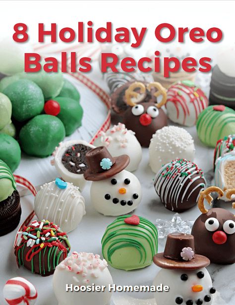 Learn how to make these EASY Christmas Oreo Balls! 8 different Oreo Balls Recipes including Snowman, Reindeer, Winter themes, Grinch, Hidden Surprise, Peppermint, Christmas and Wreath Ornament Oreo Balls, Oreo Ball Snowmen, Oreo Snowman Balls, Christmas Oreo Truffles, Snowman Oreo Balls, Christmas Oreo Balls, Oreo Cookie Balls Recipe, Cake Puck, Oreo Balls Christmas