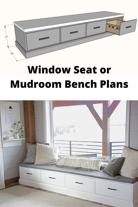 Diy Window Storage Bench, Window Seat With Drawers, Window Bench Seat With Storage, Bench Seat With Storage, Bench Window, Sunroom Remodel, Diy Window Seat, Window Bench Seat, Window Seat Design