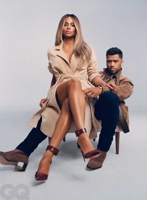 Russell Wilson & Ciara: The Superstar Couple In Pursuit of Perfection | GQ Color Combinations For Couples Pictures, Dressy Couples Outfits, Stylish Couple Photoshoot, 1 Year Anniversary Photo Shoot Ideas Black Couples, High Fashion Couple Photoshoot, Couples Business Photoshoot, Black Couples Photoshoot Poses, Relationship Photoshoot Black, Black Couples Engagement Pictures