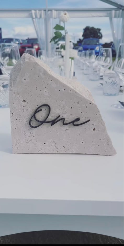 Concrete Wedding Table Numbers, Stone Place Cards Wedding, Concrete Table Numbers Wedding, Stone Centerpieces Wedding, Stone Numbers Wedding, Granite Table Numbers Wedding, Cement Table Numbers, Table Numbers Stone, Granite Table Numbers