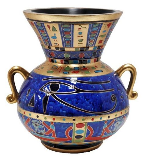 Egyptian Vase, Egyptian Aesthetic, Egyptian Home Decor, Egyptian Inspired, Pagan Altar, Garden Urns, Egyptian Hieroglyphics, Eye Of Horus, Egyptian Art