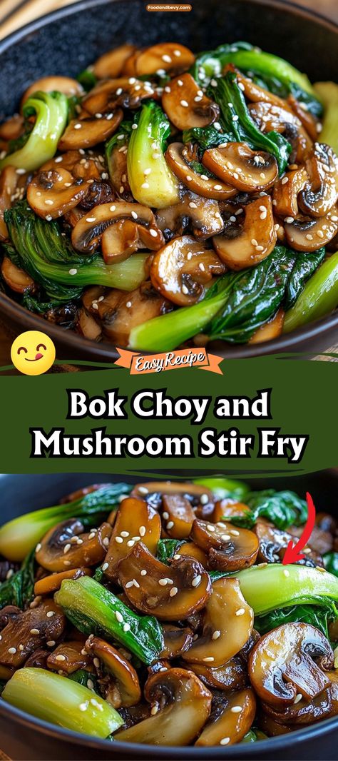 Enjoy the fresh, earthy flavors of Bok Choy and Mushroom Stir Fry, a quick and healthy dish that highlights the crisp texture of bok choy and the umami richness of mushrooms. Stir-fried with garlic and a splash of soy sauce, this vegan-friendly meal is light yet satisfying, perfect for a nutritious dinner. #BokChoyStirFry #MushroomDish #HealthyEating Boy Choy Recipes, Mushroom Stir Fry, Nutritious Dinner, Mushroom Dish, Asian Vegetables, Chinese Cooking Recipes, Savory Sauce, Trending Recipes, Chinese Cooking