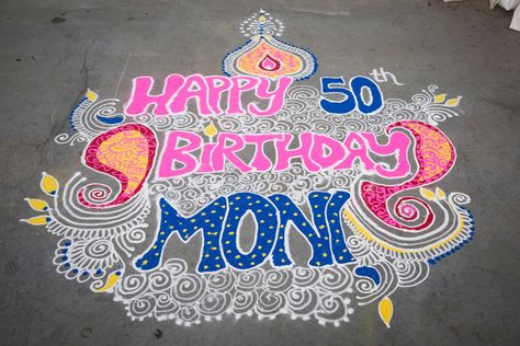 Rangoli Birthday Rangoli, Rangoli Ideas, Rangoli Designs Diwali, Happy 50th, Rangoli Designs, Happy Anniversary, 50th Birthday, Diwali, Positive Quotes