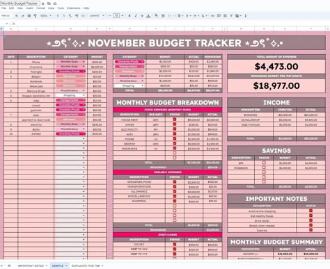 Track your monthly expenses with our simple budgeting tool! Easily categorize income and expenditures for a clear picture of where you're spending your money each month. Start saving today! #MonthlySpendingTracker Cute Excel Spreadsheet, Budget Examples, Monthly Spending Tracker, Budget Excel Spreadsheet, Finance Spreadsheet, Monthly Budget Tracker, Monthly Bill Tracker, Financial Tracker, Monthly Budget Planning