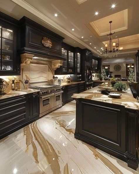 Mansion Kitchen, House Interior Design Styles, Dream Kitchens Design, Dream House Rooms, Mansion Interior, Luxury Kitchen Design, Kitchen Inspiration Design, Luxury Homes Dream Houses, Luxury Kitchens