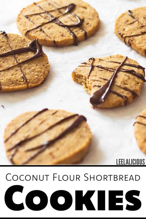 Coconut Flour Shortbread Cookies Paleo Shortbread, Coconut Flour Shortbread, Paleo Shortbread Cookies, Chocolate Marshmallow Cookies, Chocolate Chip Shortbread Cookies, Quick Cookies, Paleo Gluten Free Recipes, Keto Baking, Cookies Healthy