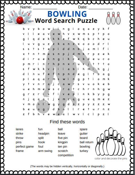 Do you love bowling? Check out this free printable PDF Bowling word search puzzle. It is intended for children, but adults love it too.  If you want a fun way to keep your kids busy (screen free activities) check out the other word search puzzles we have on our website.   #wordsearch  #wordsearchforkids  #wordsearchprintables  #wordsearchprintablesforkids Gems Crafts, Word Puzzles For Kids, Learning Websites For Kids, Kids Word Search, Engagement Games, Trip Games, Nursing Home Activities, English Lesson Plans, Banquet Ideas