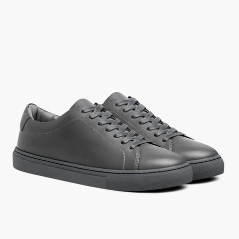 Men's Encore Low Top Sneaker In Steel Grey Leather - Thursday Thursday Boots, Boot Companies, Bag Icon, Steel Grey, Sneaker Collection, Classic Man, Shoe Care, Grey Leather, Nappa Leather