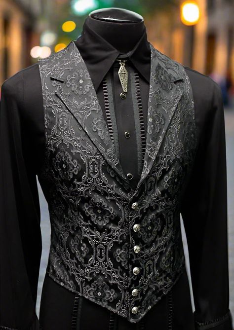 Shrine of Hollywood ARISTOCRAT VEST - EDWARDIAN BROCADE - Black black brocade edwardian goth gothic Men's Vests steampunk vampire vest victorian wedding Victorian Suit Mens, Masquerade Outfit Men, Aristocrat Vest, Specific Shirts, Gothic Suit, Masquerade Outfit, Victorian Men, Vampire Clothes, Mens Wedding Attire