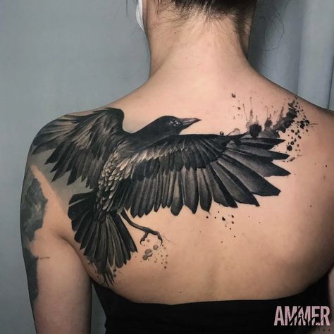 Raven Tattoo Ideas For Men, Dark Raven Tattoo, Raven Tattoo Ideas, Tatuaje Cover Up, Rabe Tattoo, Black Bird Tattoo, Wicked Tattoos, Crow Tattoo, Tattoo Ideas For Men