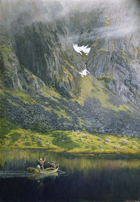 Theodor Kittelsen (Norwegian, 1857–1914) : Echo Theodore Kittelsen, Moritz Von Schwind, John Howe, Hur Man Målar, Popular Art, Modern Artists, Explore Nature, Painting Reproductions, Nature Paintings