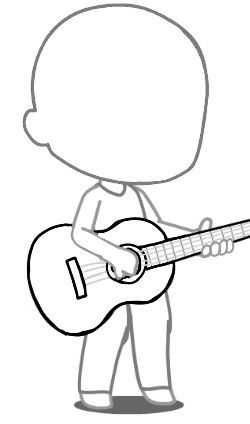 Chibi Guitar, Guitar Pose, Chibi Drawings, Gacha Club, Peace Gesture, Guitar, Drawings, Art