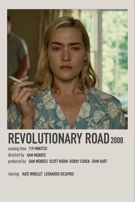 Minimalist polaroid movie poster. Revolutionary Road Poster, Her Film Poster, Revolutionary Road Movie, Feminine Movies, Leonardo Dicaprio And Kate Winslet, Polaroid Movie Poster, Revolutionary Road, John Hart, Then And Now Pictures