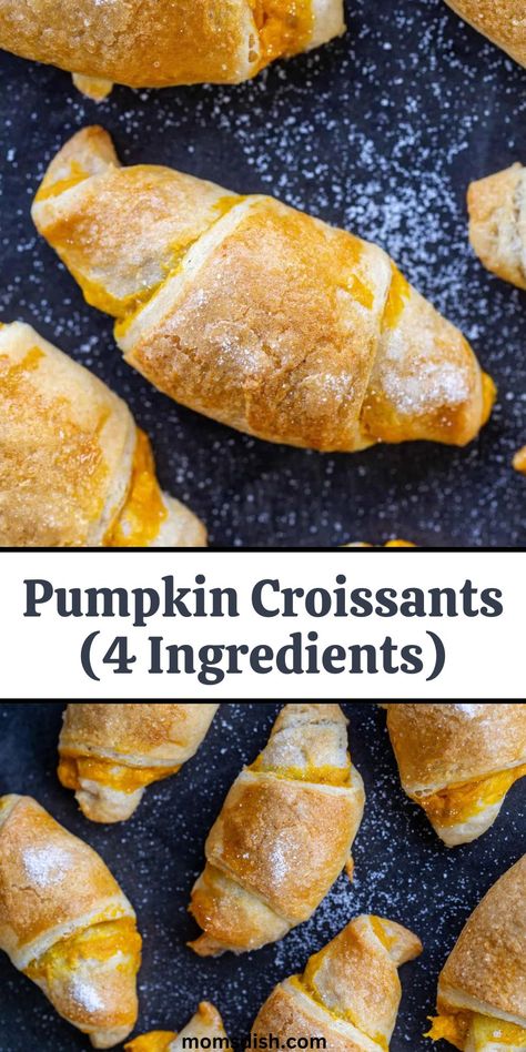 Pumpkin Cream Cheese Croissants, Easy Pumpkin Puree Desserts, Pumpkin Crossaint, Pumpkin Cheesecake Croissant, Sweet Potato Croissant, Pumpkin Cream Cheese Filling, Pumpkin Crossiant Recipes, Pumpkin Cresent Rolls Cream Cheeses, Pumpkin Croissants Crescent Rolls