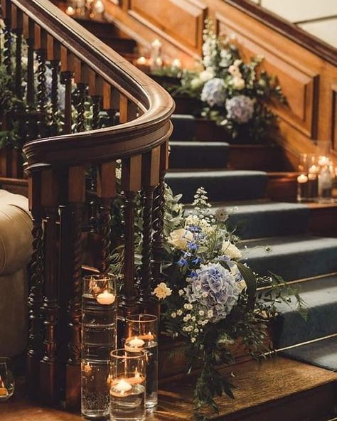 Davenport House, Couples Decor, The Staircase, Wedding Aesthetic, Grand Staircase, Wedding Florals, House Wedding, Bridal Inspiration, Floral Designs