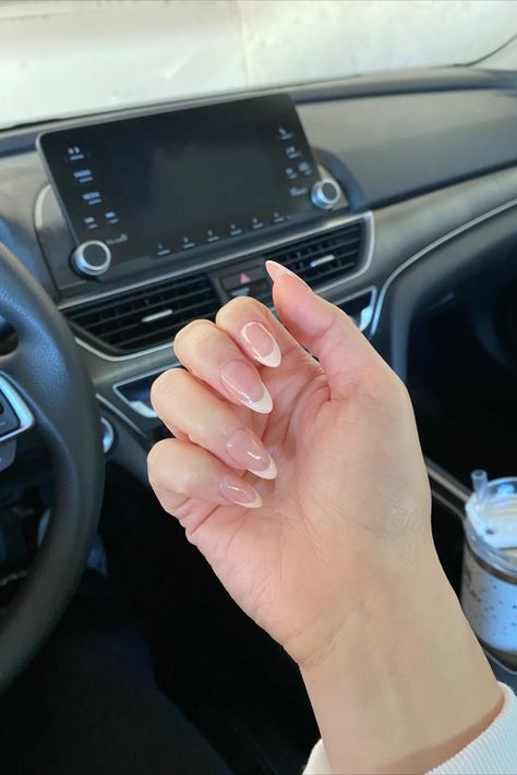 Cream French tip nails with almond shaping French Tip Nails Cream, Creme French Tip Nails, Cream French Tip Nails, Cream French Tip, Cream French Tips Nails, Soft French Nails, Cream Colored Nails, Cream Nails Designs, Elegant French Nails