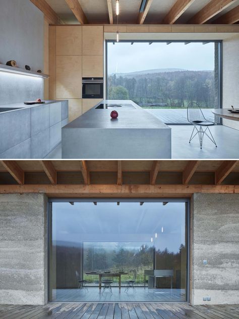 Contemporary Mountain Home, Earthship Home, Plywood Walls, Green Windows, House Restoration, Adobe House, House Extension Design, Concrete House, Natural Building